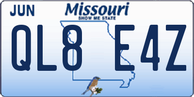 MO license plate QL8E4Z