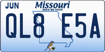 MO license plate QL8E5A