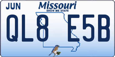 MO license plate QL8E5B