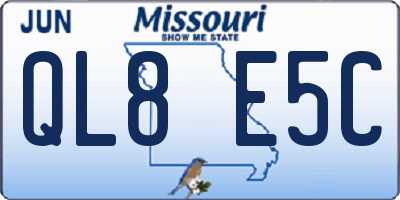 MO license plate QL8E5C