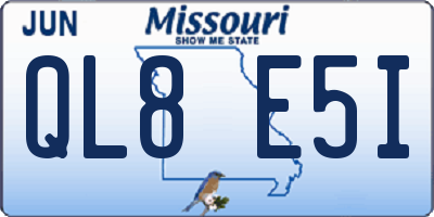 MO license plate QL8E5I