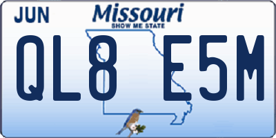MO license plate QL8E5M