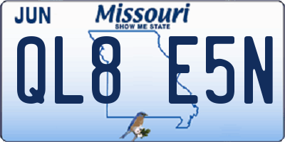 MO license plate QL8E5N