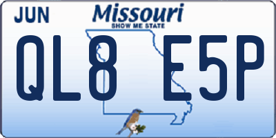 MO license plate QL8E5P