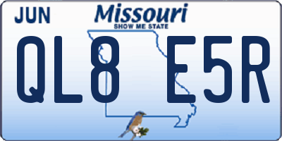 MO license plate QL8E5R