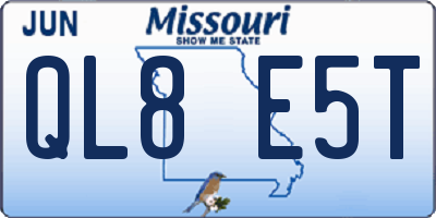 MO license plate QL8E5T