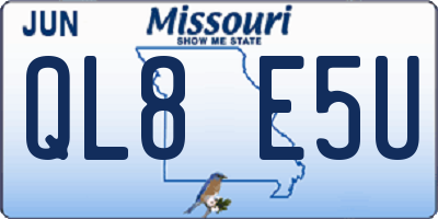 MO license plate QL8E5U