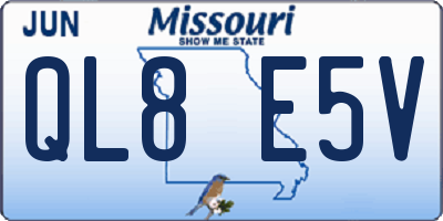 MO license plate QL8E5V