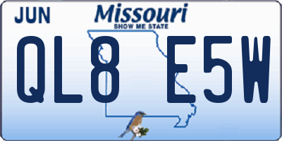 MO license plate QL8E5W