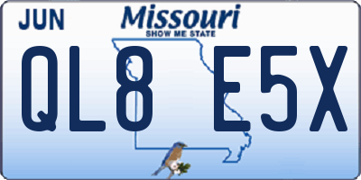 MO license plate QL8E5X