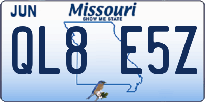MO license plate QL8E5Z