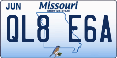 MO license plate QL8E6A