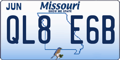 MO license plate QL8E6B