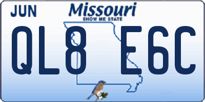 MO license plate QL8E6C