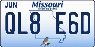 MO license plate QL8E6D