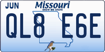 MO license plate QL8E6E