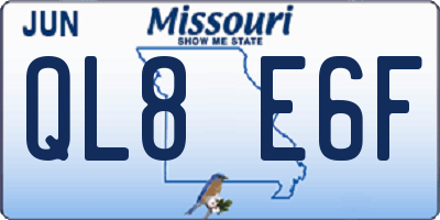 MO license plate QL8E6F