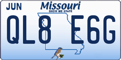 MO license plate QL8E6G