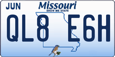 MO license plate QL8E6H