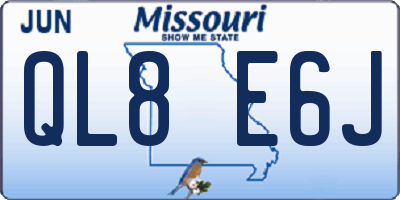 MO license plate QL8E6J