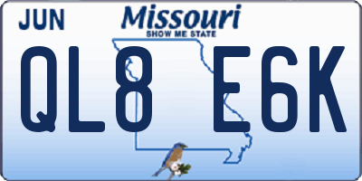 MO license plate QL8E6K