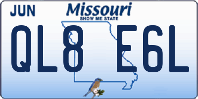 MO license plate QL8E6L