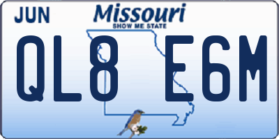 MO license plate QL8E6M