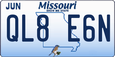 MO license plate QL8E6N