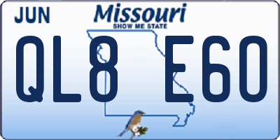 MO license plate QL8E6O