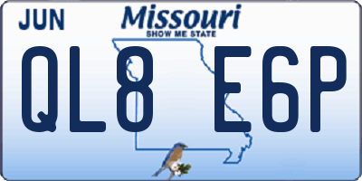 MO license plate QL8E6P