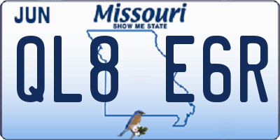 MO license plate QL8E6R