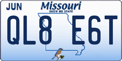 MO license plate QL8E6T