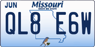 MO license plate QL8E6W