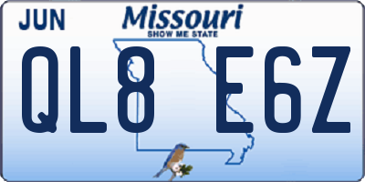 MO license plate QL8E6Z