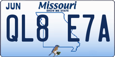 MO license plate QL8E7A