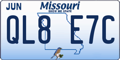 MO license plate QL8E7C