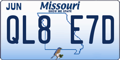 MO license plate QL8E7D