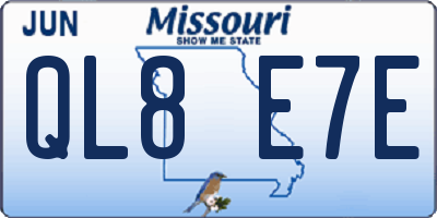 MO license plate QL8E7E