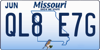 MO license plate QL8E7G