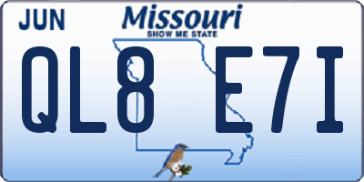 MO license plate QL8E7I