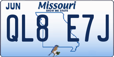MO license plate QL8E7J