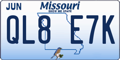 MO license plate QL8E7K