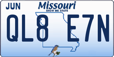 MO license plate QL8E7N