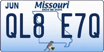 MO license plate QL8E7Q