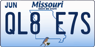 MO license plate QL8E7S