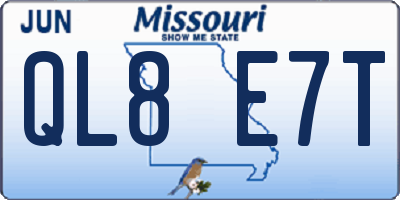 MO license plate QL8E7T