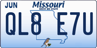 MO license plate QL8E7U