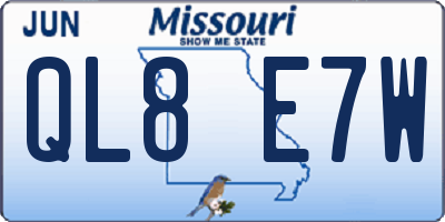 MO license plate QL8E7W
