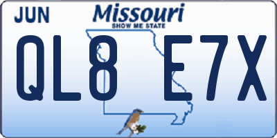 MO license plate QL8E7X