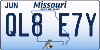 MO license plate QL8E7Y